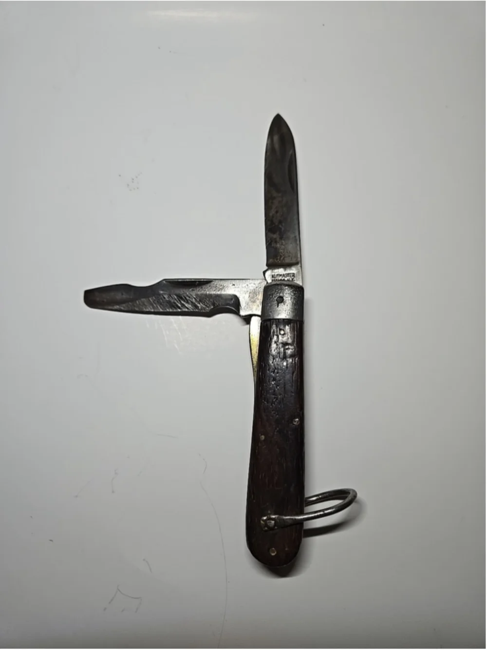 Vintage KUTMASTER UTICA NY MADE IN USA Wood Handle US Army WWII Folding Knife